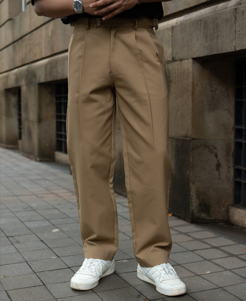 Beige Baggy Gurkha Trouser