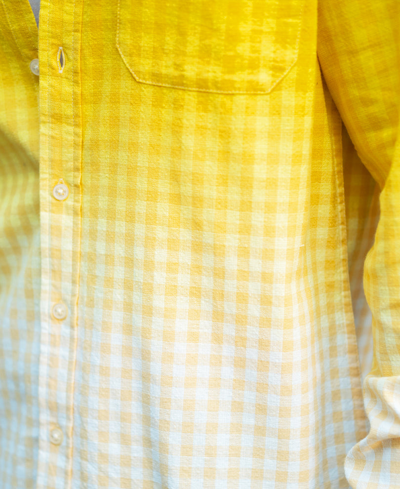 Yellow Ombre Checks Shirt.