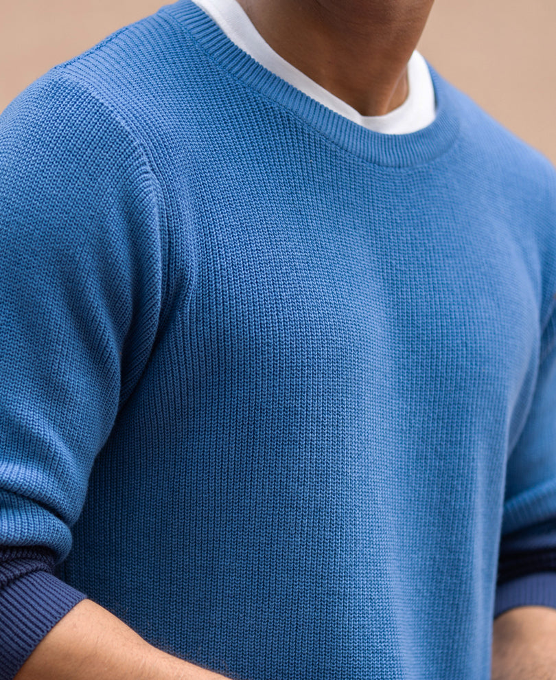 Blue Ombre Cotton Sweater.