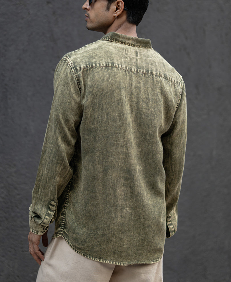 Olive Overdyed Lightweight Shirt.