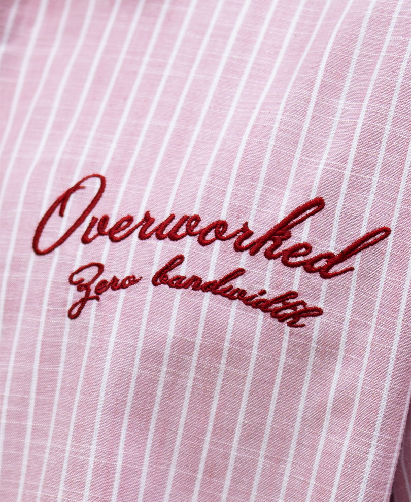 Light Pink Embroidered Stripe Shirt 100% Cotton