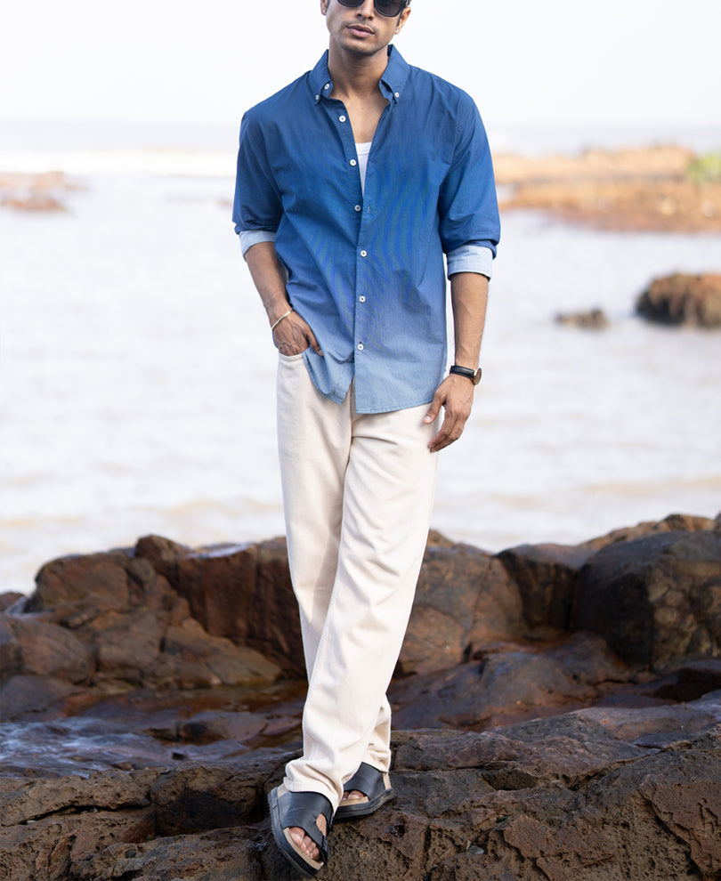 Dark Blue Ombre Stripe Shirt.