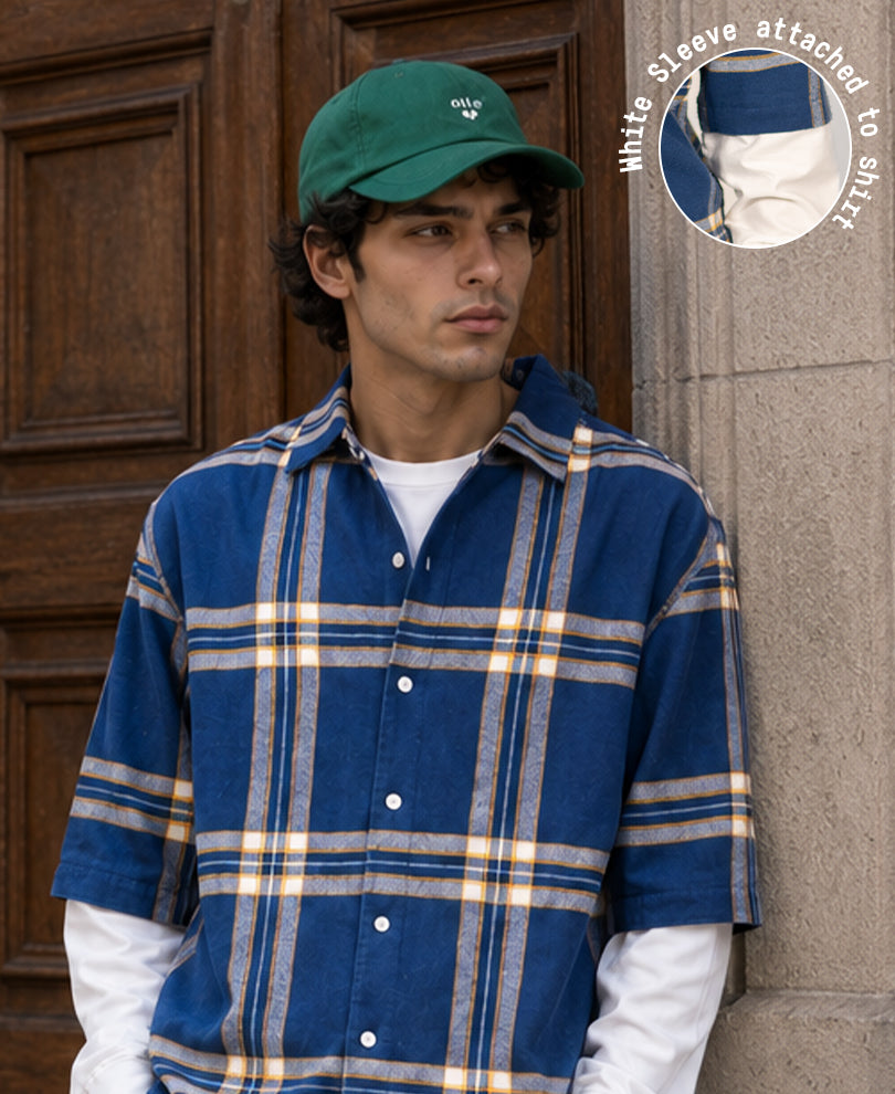 Blue Checks Doctor Sleeve Shirt