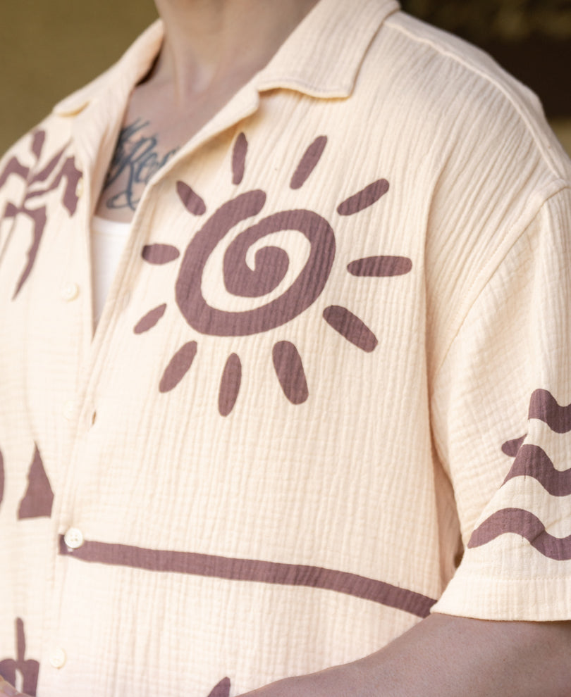 Beige Structure Print Shirt