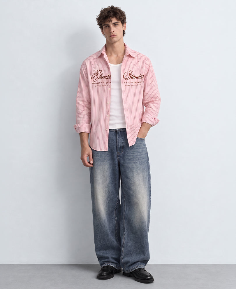 Pink Printed Stripe Shirt