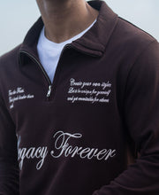 Brown Embroidered Quarter Zip T-Shirt.