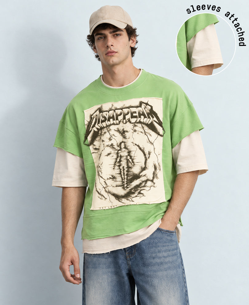 Mint Double Layered Printed T-Shirt
