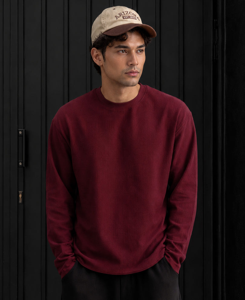 Wine Rib Knit T-Shirt