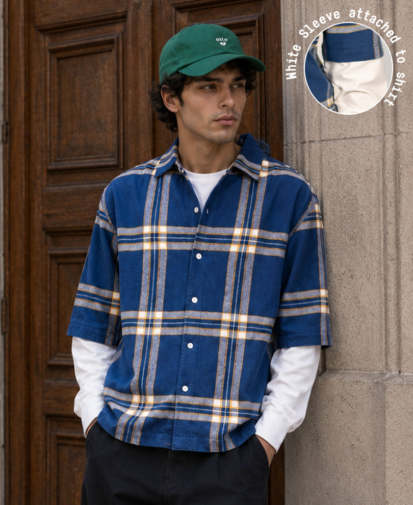 Blue Checks Doctor Sleeve Shirt