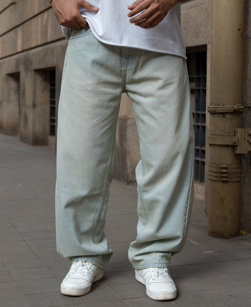 Tinted Blue Barrel Fit Jeans