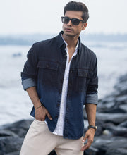 Navy Overdyed Structure Shirt 100% Cotton
