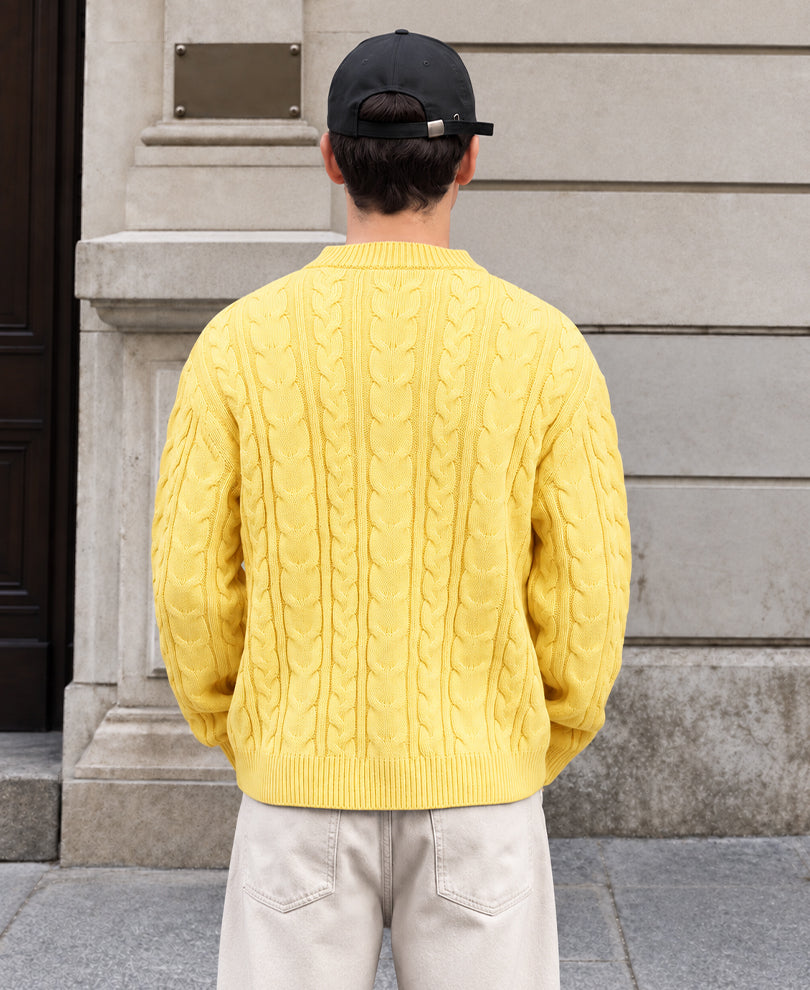 Yellow Cable Knit Sweater