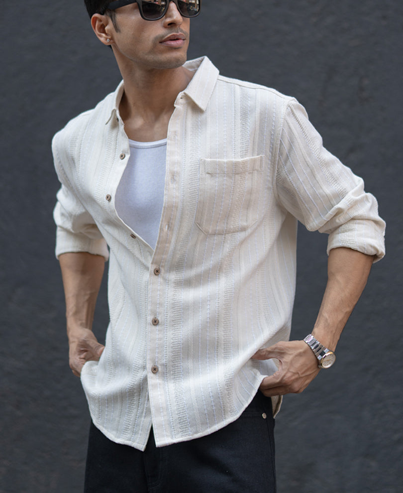 Off White Structure Stripe Shirt.