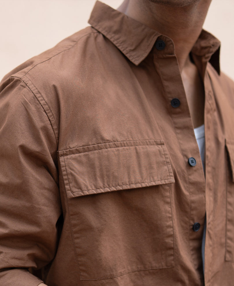 Brown Double Pocket Lightweight Shirt.