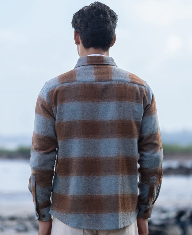 Brown Brushed Checks Shirt.