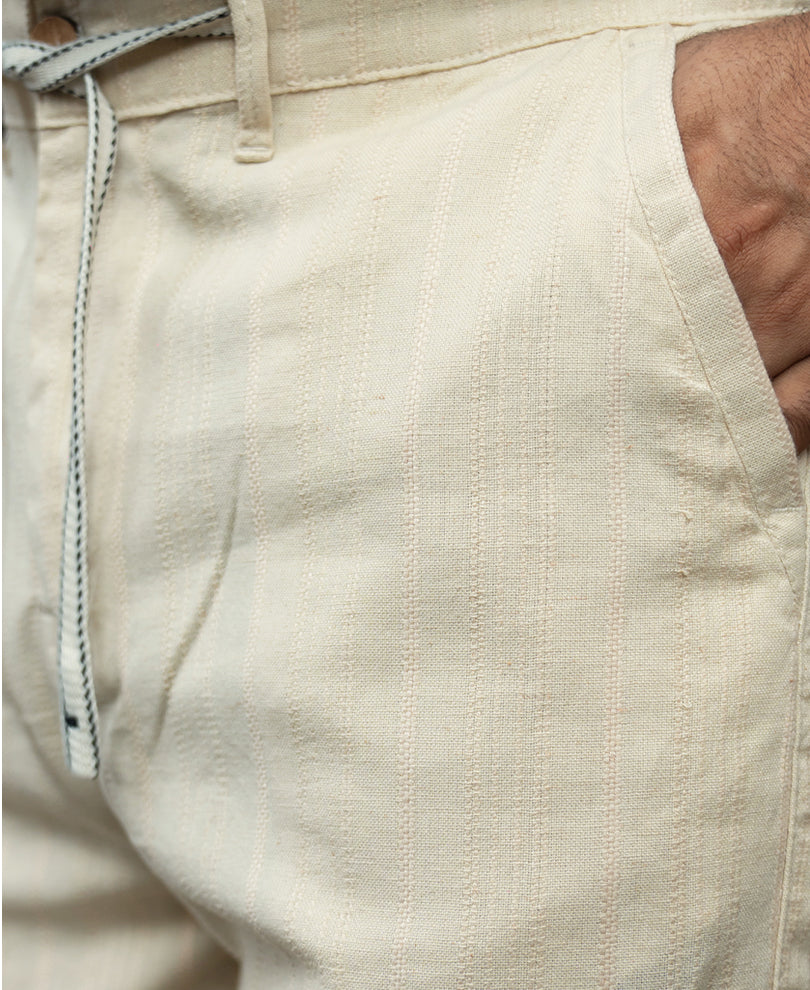 Natural Cotton Structure Trousers.