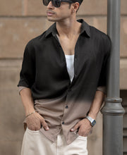 Brown Ombre Satin Shirt.