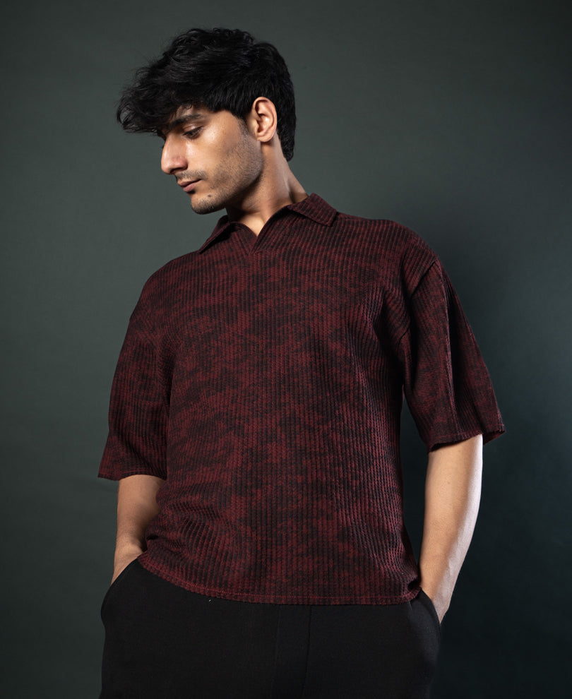 Wine Printed Boxy T-Shirt.