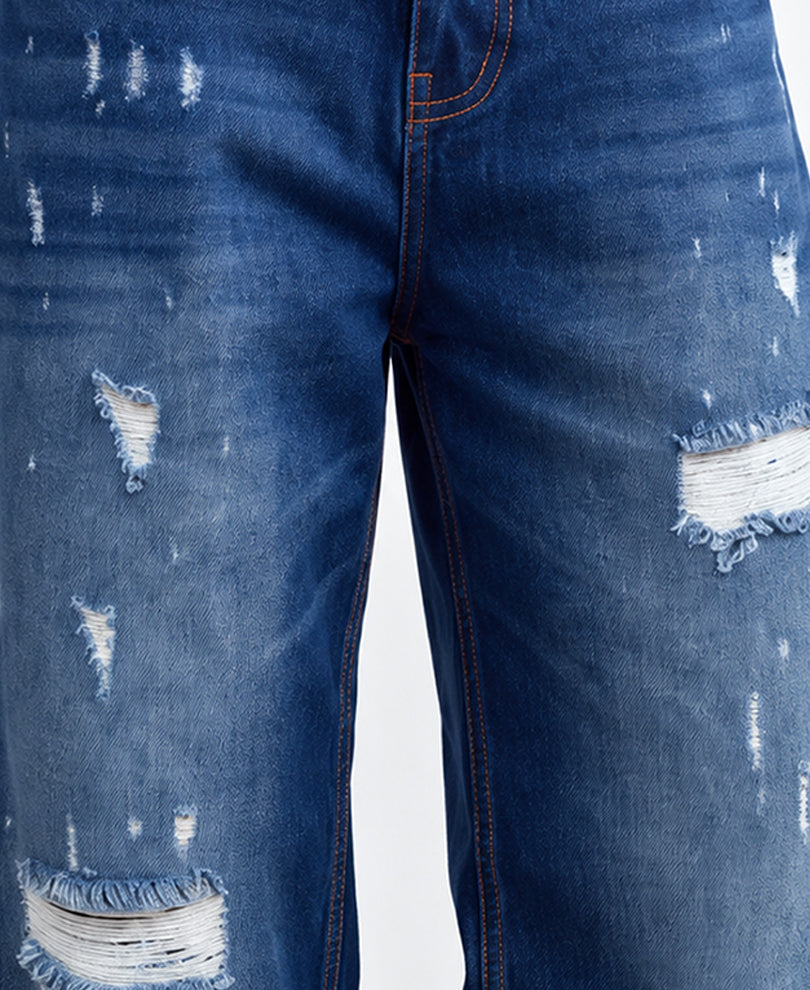 Blue Distressed Baggy Jeans