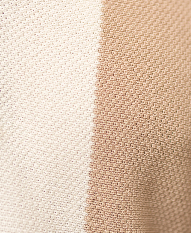 Beige & Brown Knit Stripe T-Shirt 100% Cotton