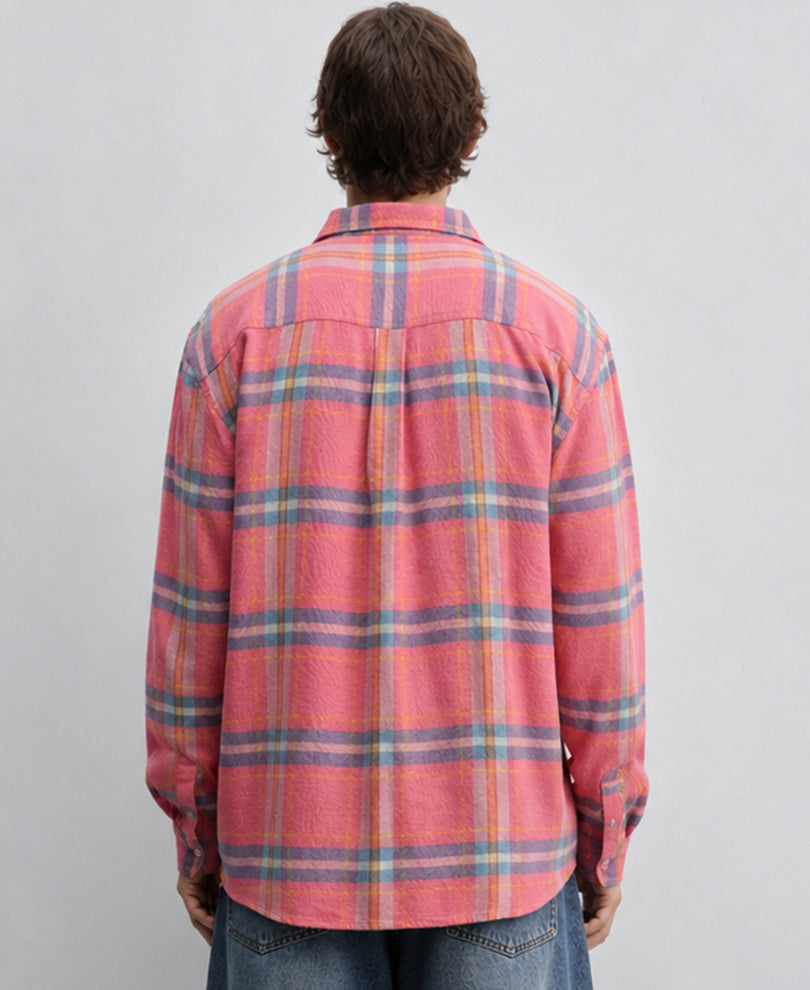 Pink Flannel Checks Shirt 100% Cotton