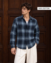 Navy Brushed Checks Shirt