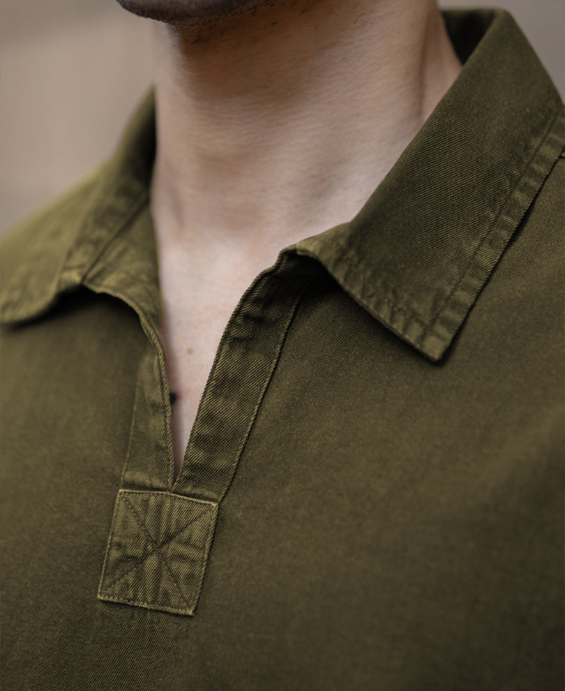 Olive Overdyed Kurta Shirt.