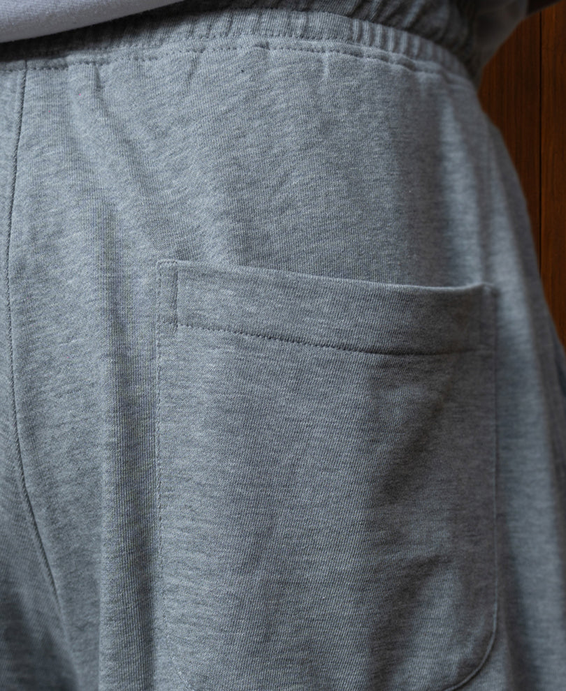 Grey Melange Twisted Seam Baggy Trackpants