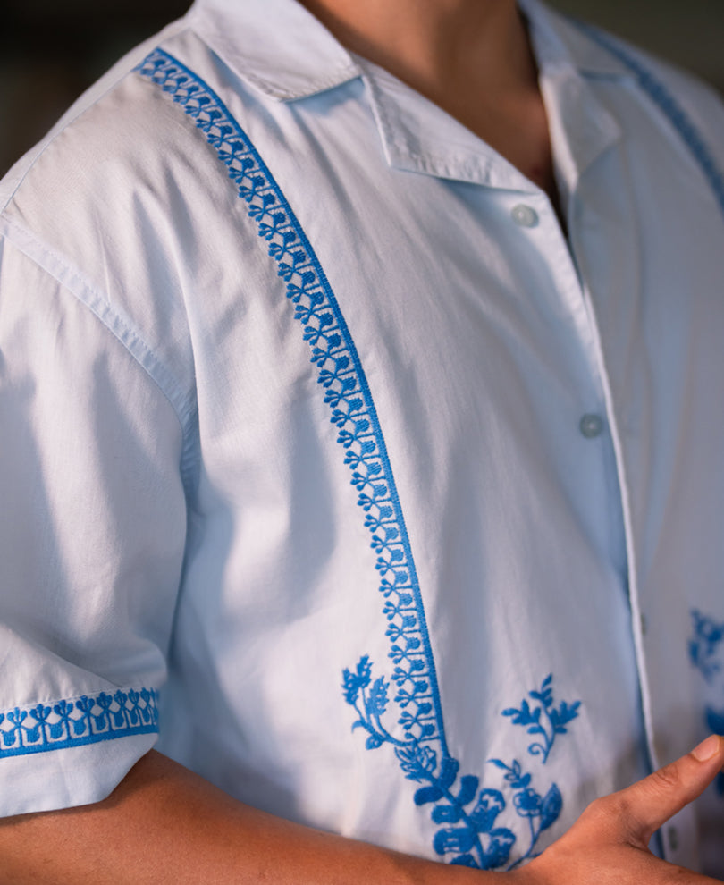 Light Blue Embroidered Shirt