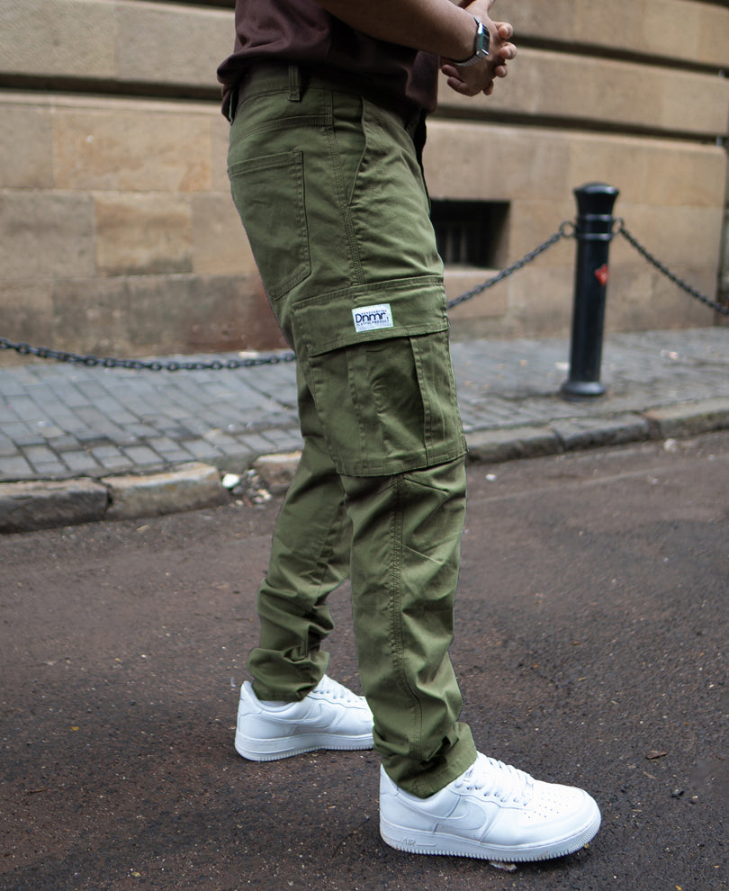 Olive Cotton Cargo Pants.