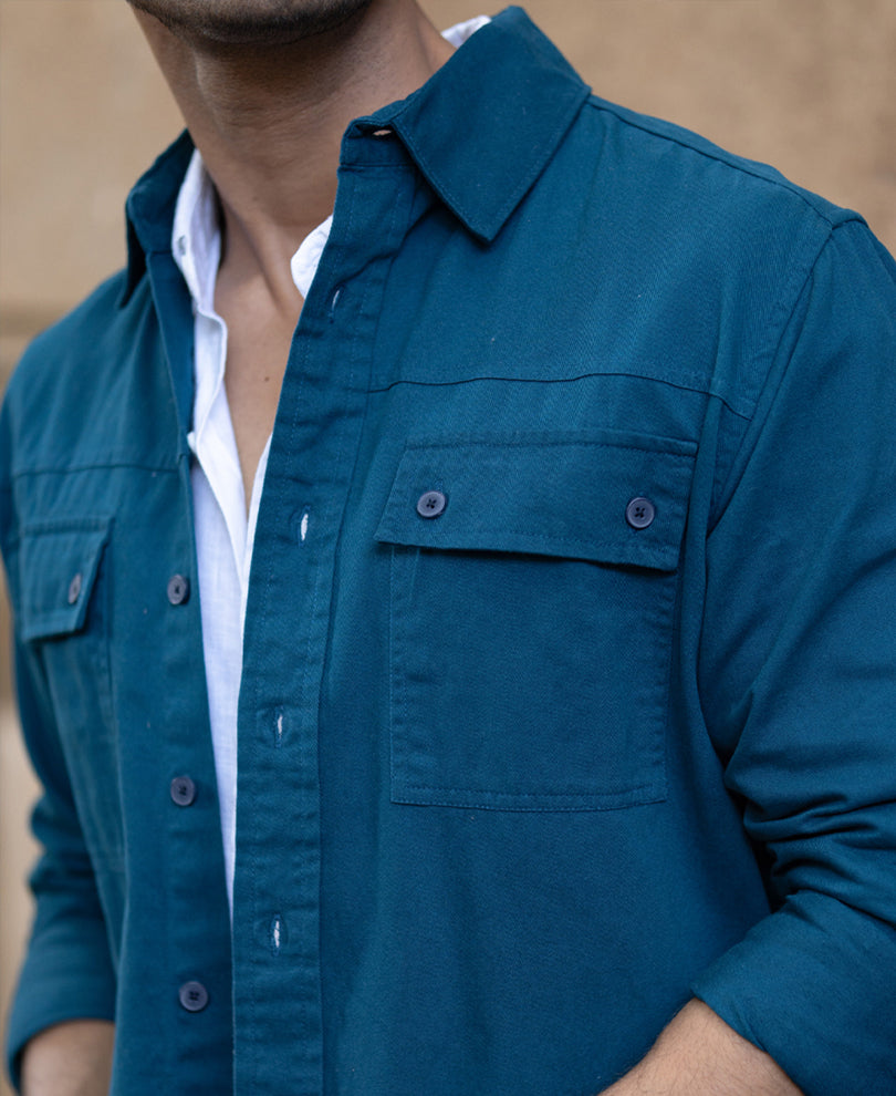 Royal Blue Structured Overshirt.