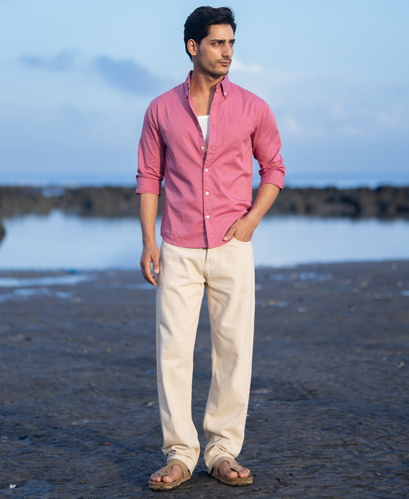 Rogue Pink Structured Buttondown Shirt.
