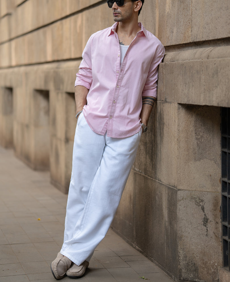 Pink Overdyed Structure Shirt.