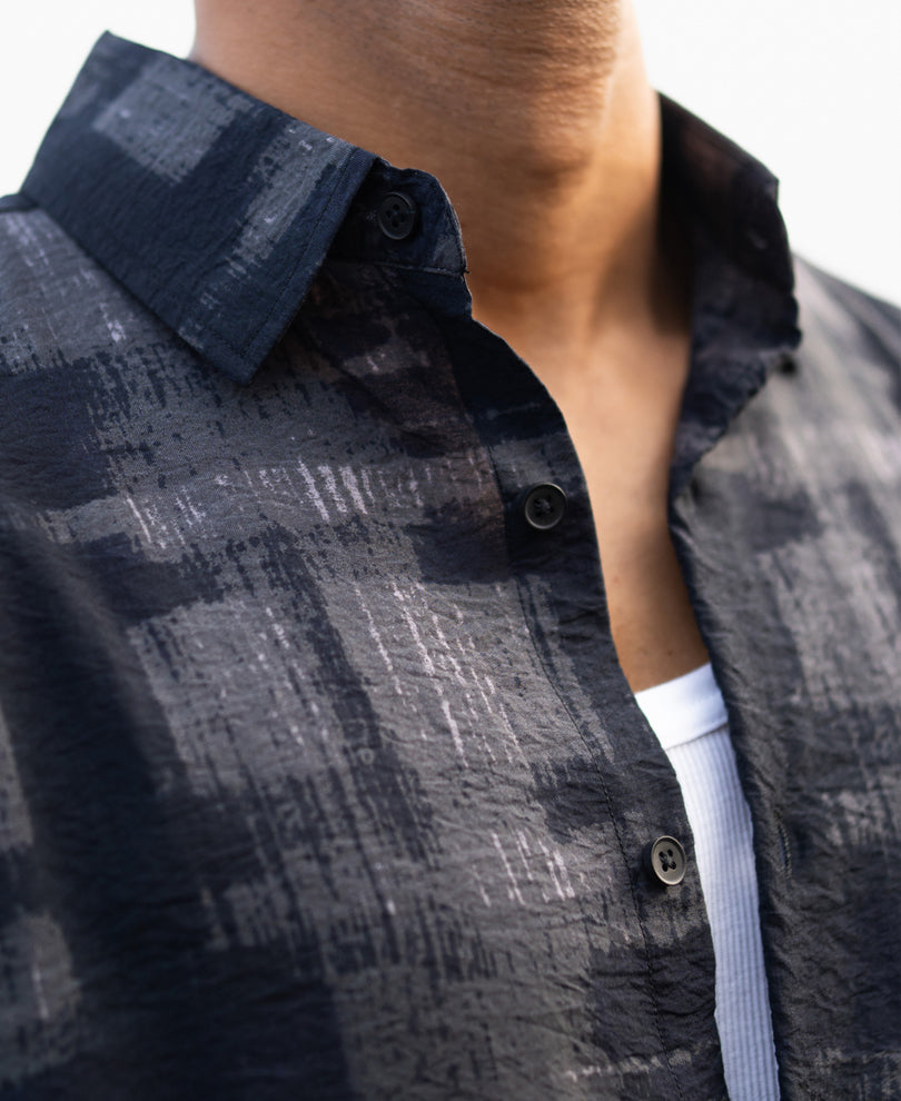 Dark Grey Printed Lightweight Shirt.