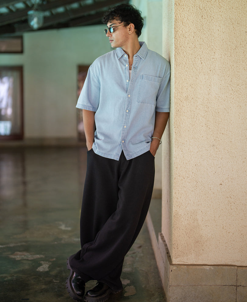 Blue Washed Boxy Denim Shirt