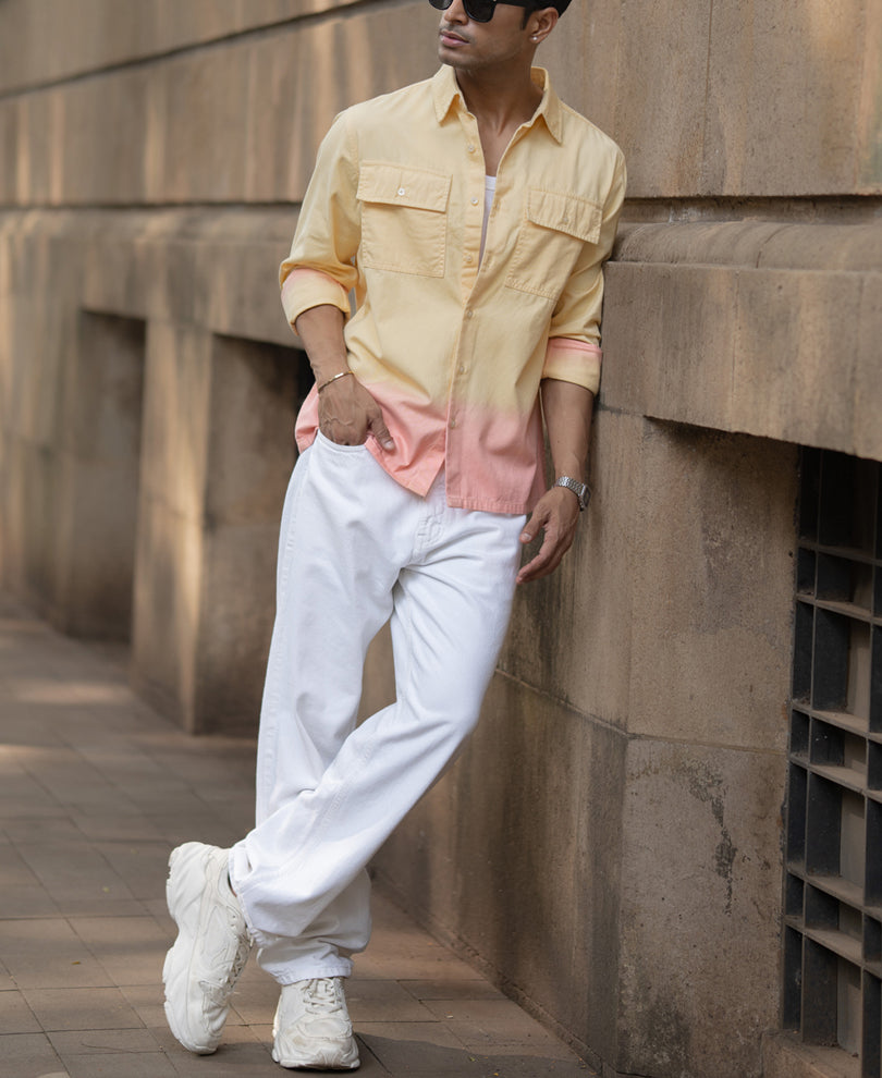 Yellow Ombre Structured Shirt.