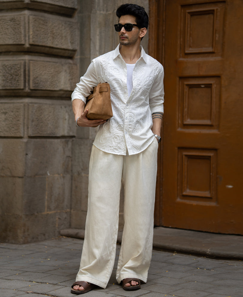 White Embroidered Lightweight Shirt 100% Cotton