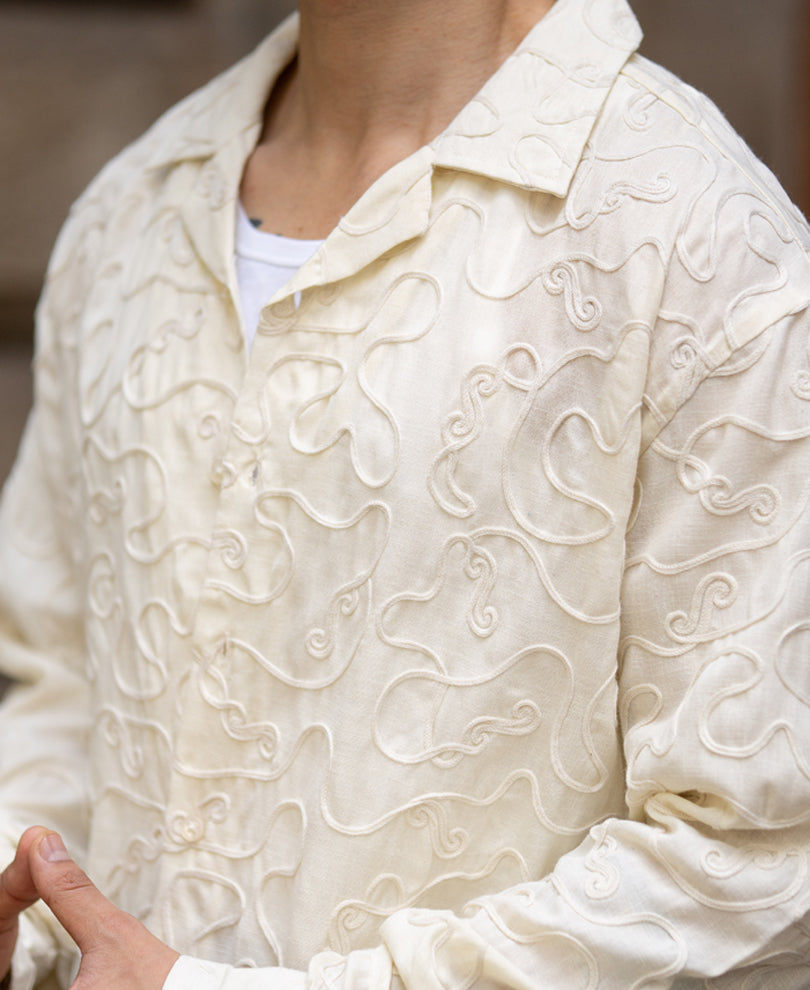 Cream Embroidery Shirt