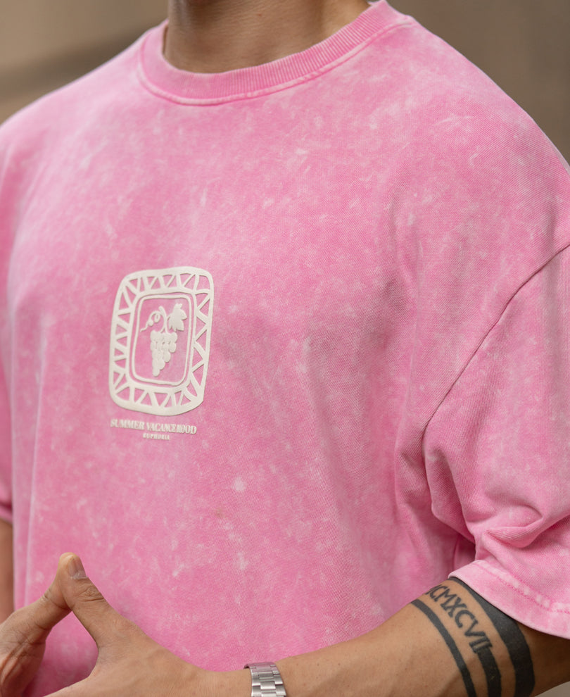 Light Pink Washed Printed T-Shirt 100% Cotton