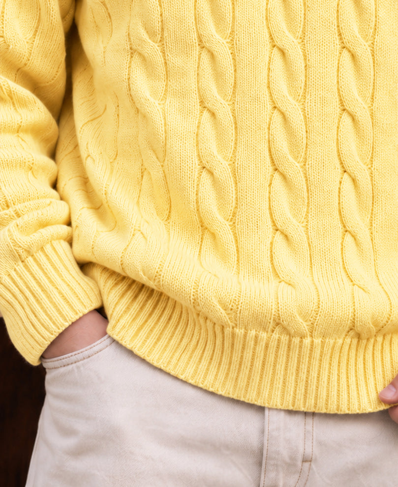 Yellow Cable Knit Sweater