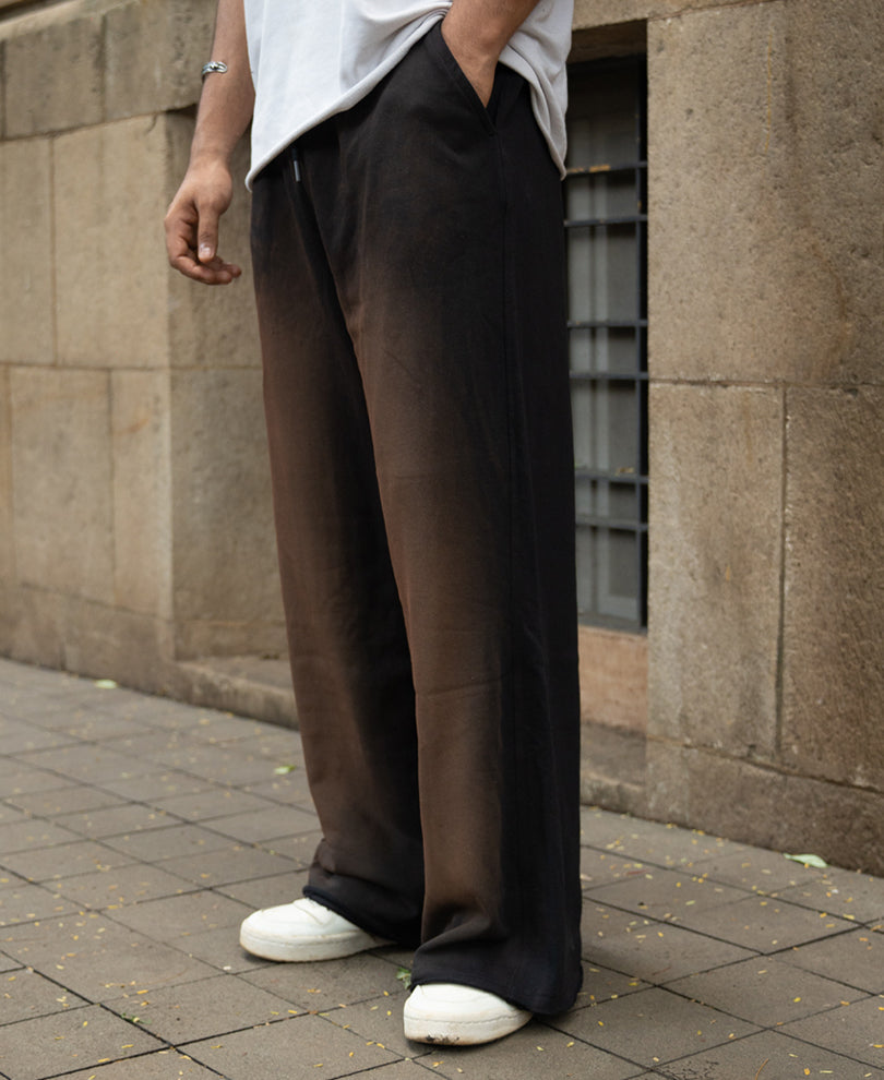 Brown Sprayed Baggy Trackpants