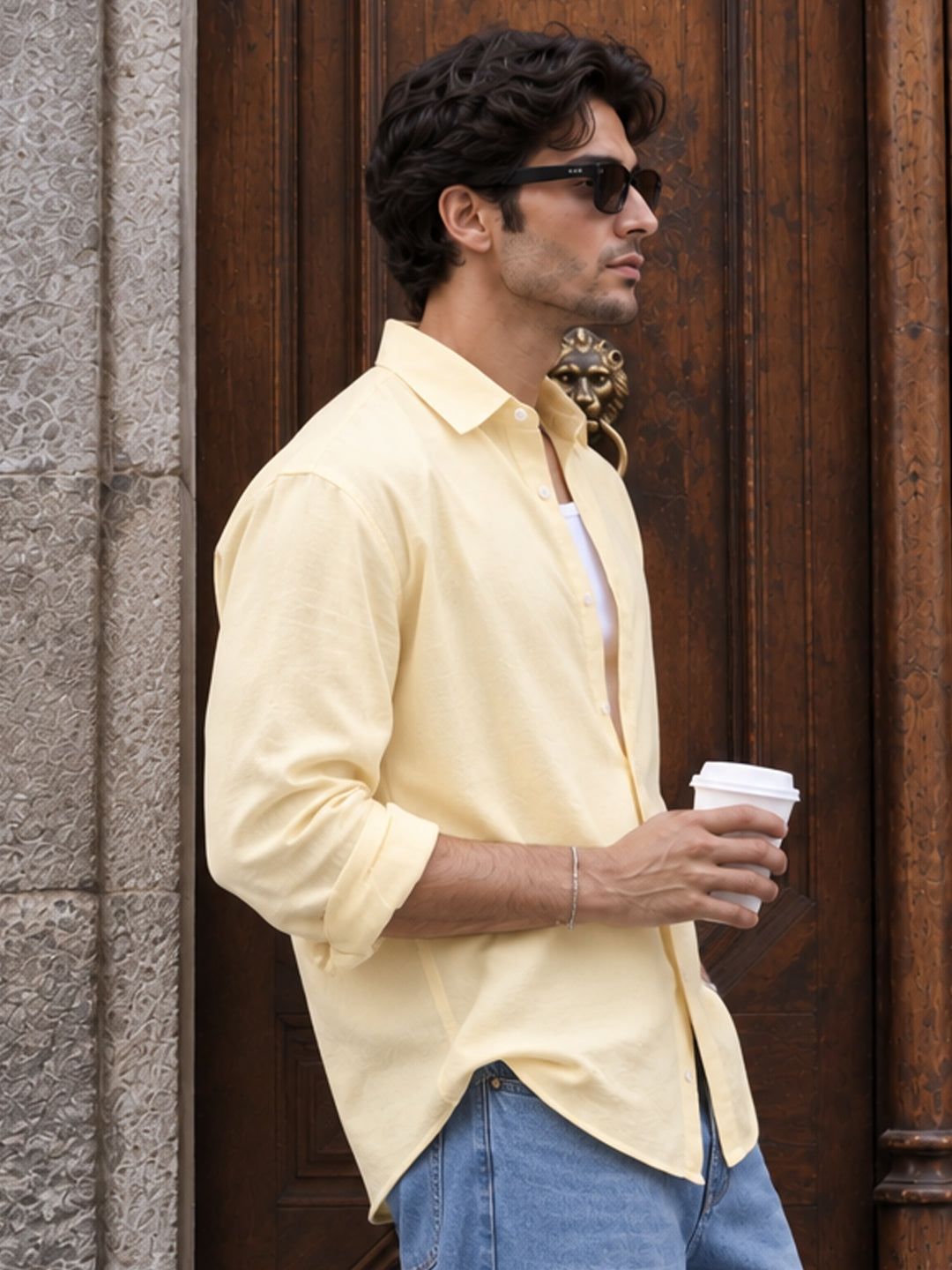 Yellow 100% Linen Shirt