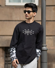 Black Double Sleeve Printed T-Shirt