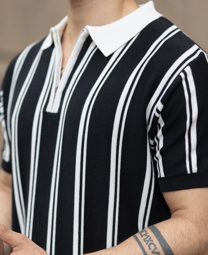 Black & White Stripe Knit T-Shirt.