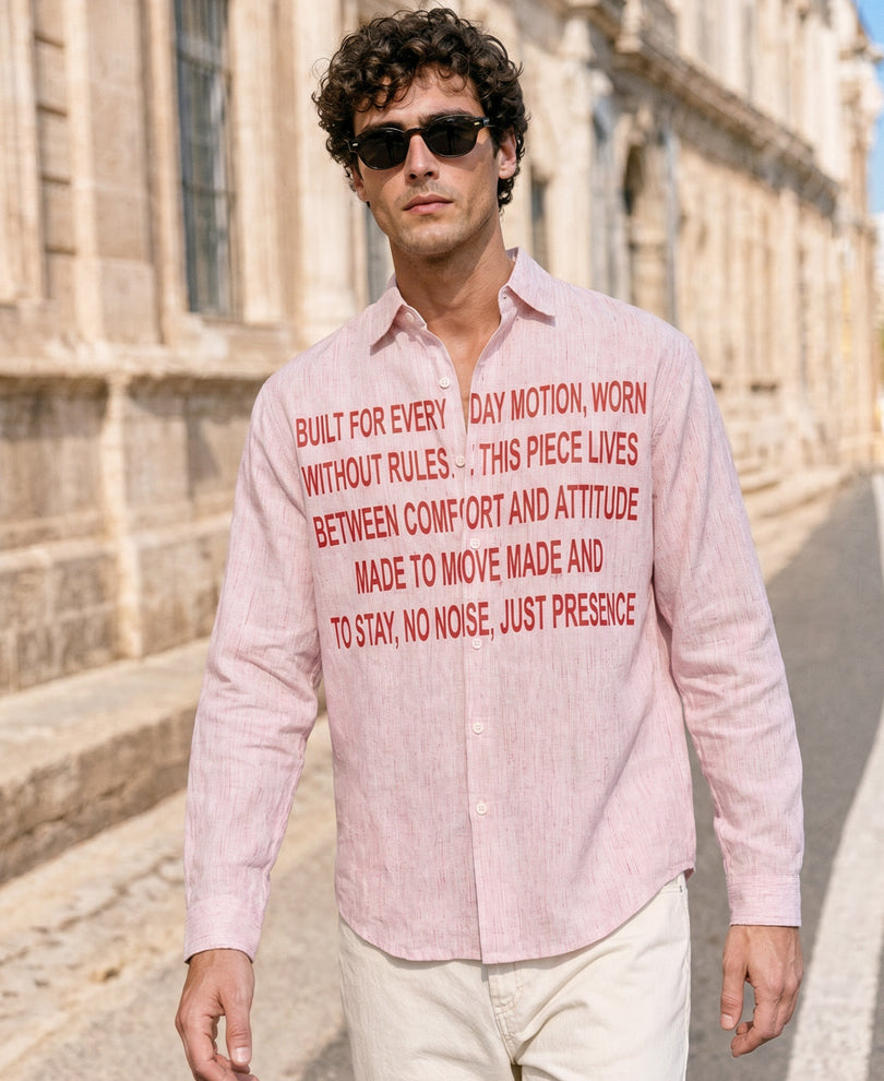 Red Pin Stripe Printed Shirt