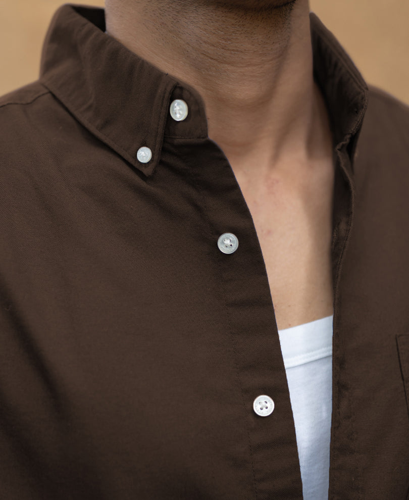 Coffee Brown Oxford Shirt.