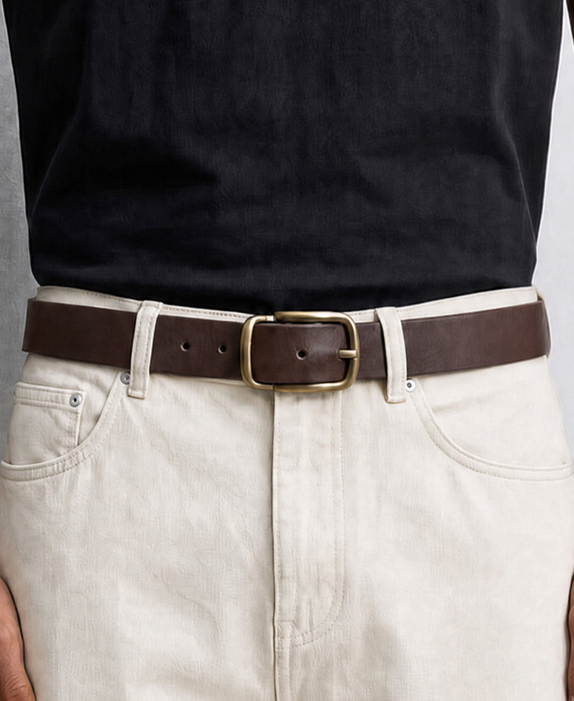 Brown Textured Dress Belt