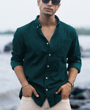 Dark Teal Corduroy Buttondown Shirt.