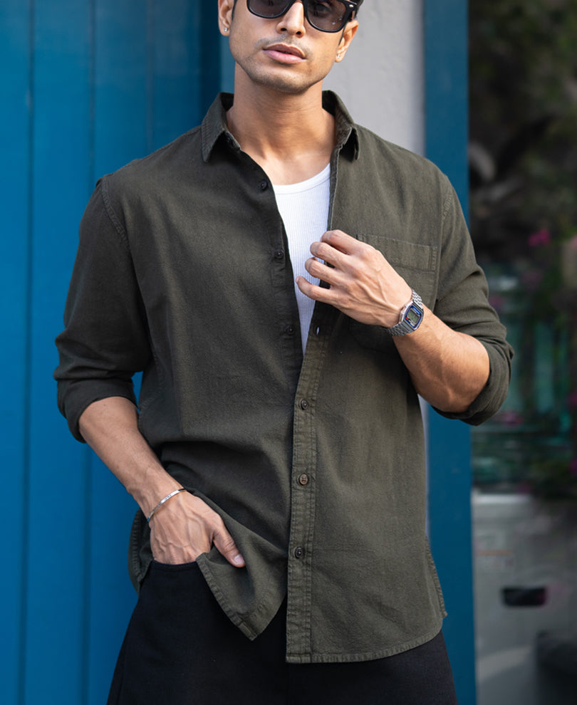 Olive Denim Shirt