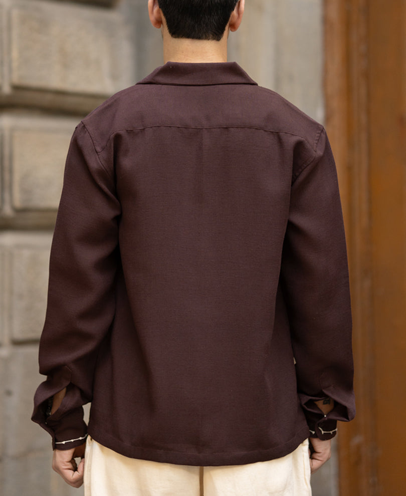 Coffee Brown Hand Embroidery Shirt